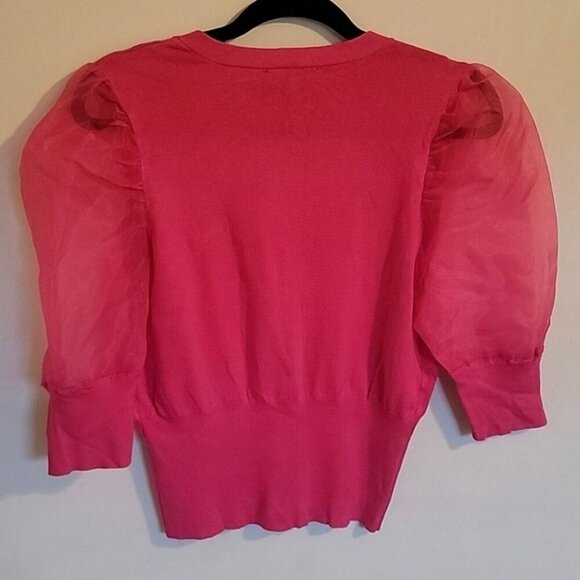 New York and Company Pink Organza Sleeve Blouse Size Medium NWT - Picture 5 of 7